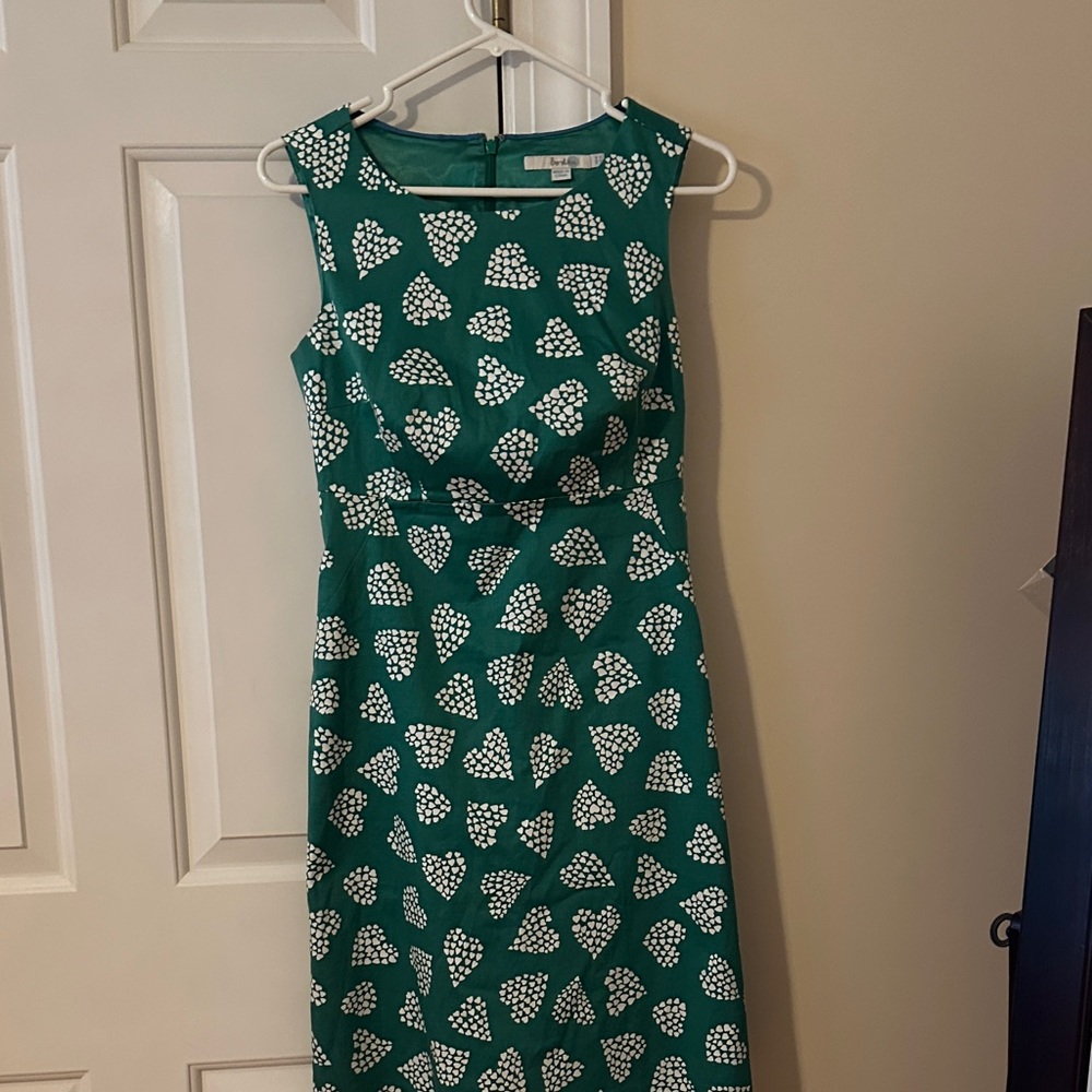 Boden Green Midi Dress with White Floral Pattern
